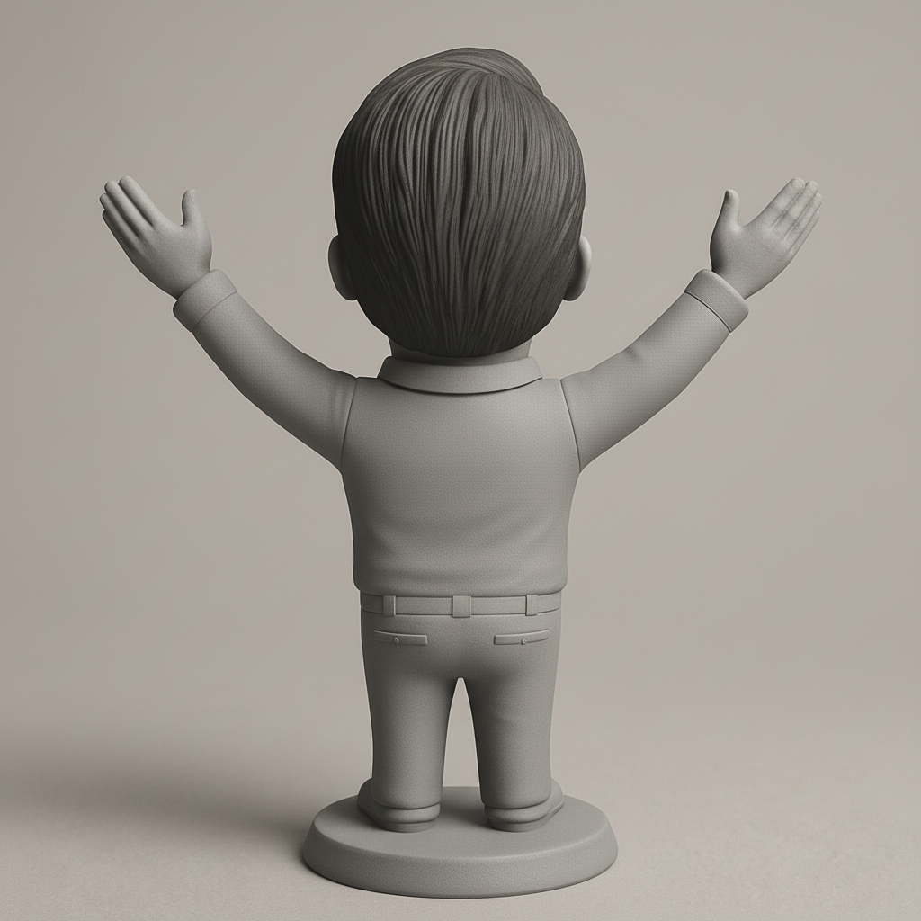 face to 3d model ai-3D portrait printing from photo_Joyful Moustache Man Bobblehead - Celebrate Success!