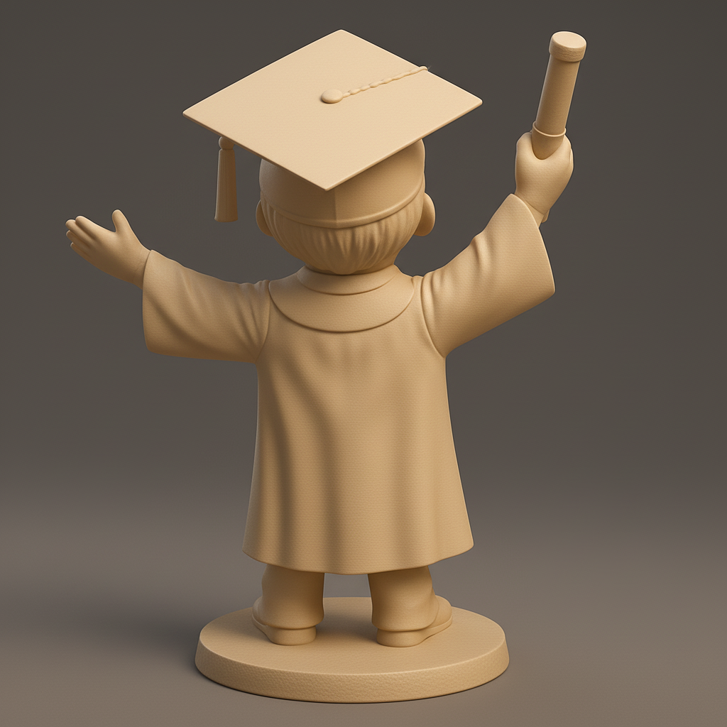 face to 3d model ai-3D portrait printing from photo_Joyful Graduate Kid Figurine - Celebrate Success!