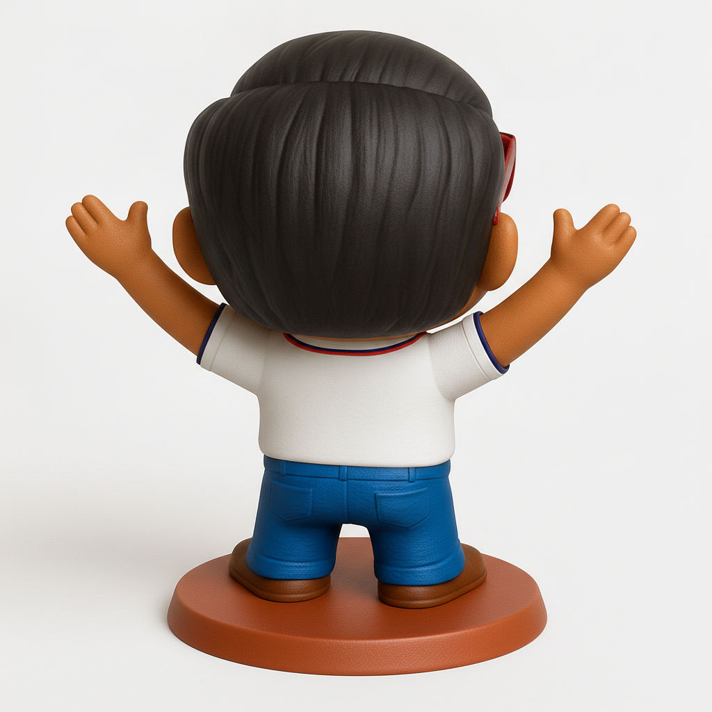 face to 3d model ai-3D portrait printing from photo_Welcoming Happy Man Figurine - Desk Buddy & Gift