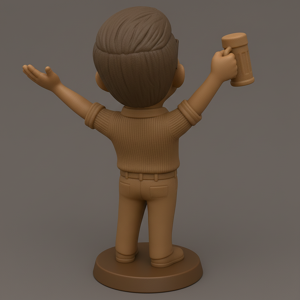 silhouette 3d printer maker-3d portrait printing_Joyful Cheers: Celebratory Figure Model