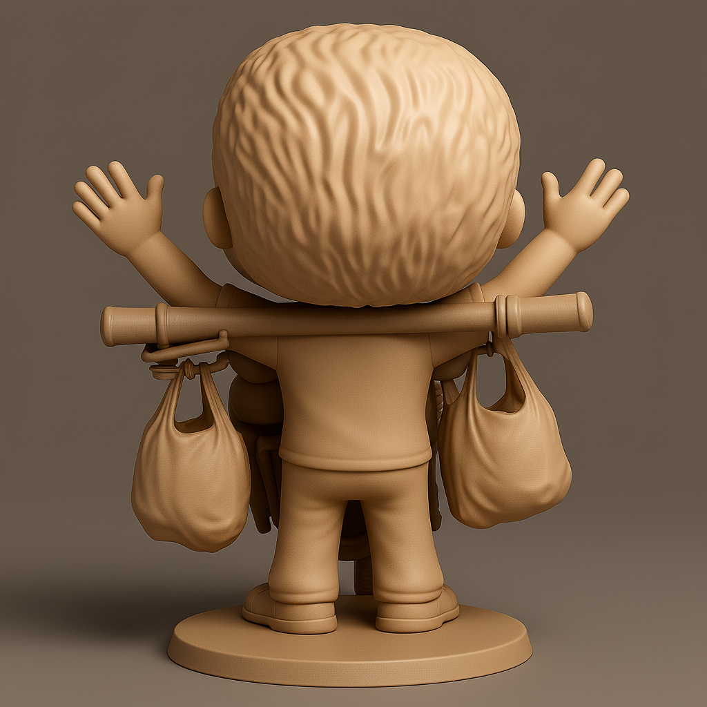 face to 3d model ai-3D portrait printing from photo_Pop-Style Delivery Joy: Happy Shopper Collectible Figure