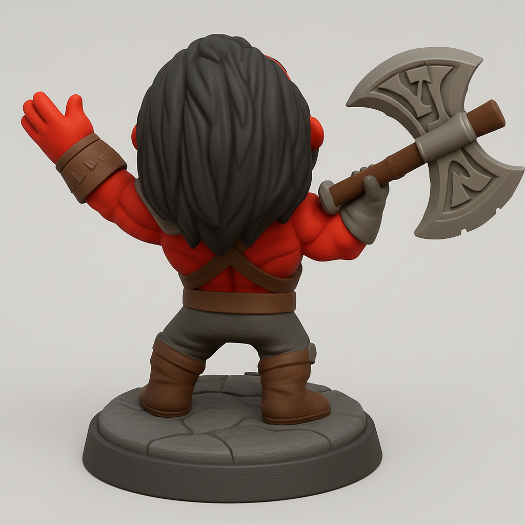 face anatomy 3d model-create 3d face model from photo_Cheerful Warrior with Axe Figurine