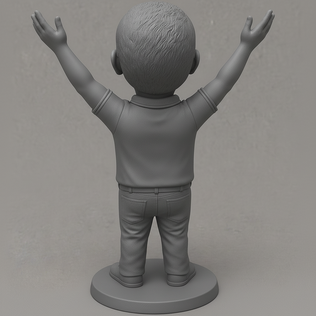 face anatomy 3d model-create 3d face model from photo_Joyful Character Figurine with Arms Raised