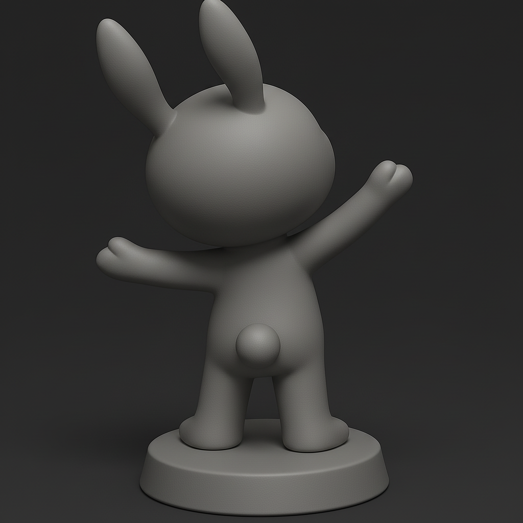 face to 3d model ai-3D portrait printing from photo_Happy Bunny with Heart & Star - Adorable Hugging Figurine