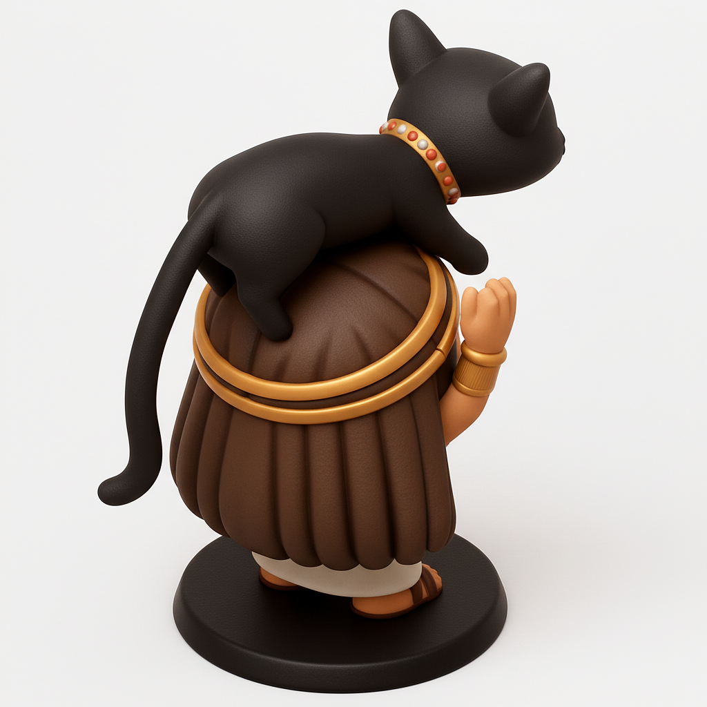 face anatomy 3d model-create 3d face model from photo_Chibi Egyptian Queen & Bastet Cat Figurine
