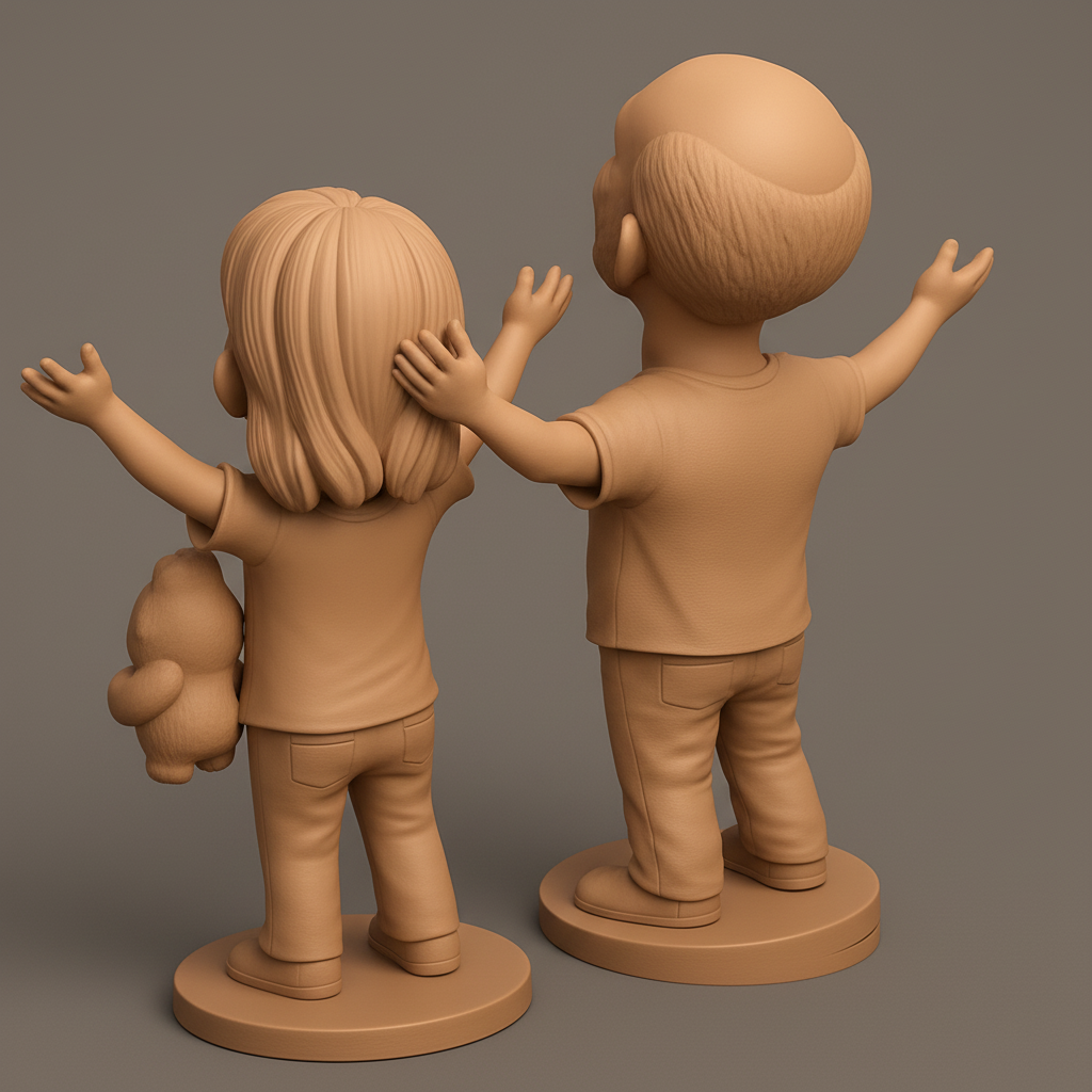 face to 3d model ai-3D portrait printing from photo_Cherished Moments: Grandparent & Child Figurine Set