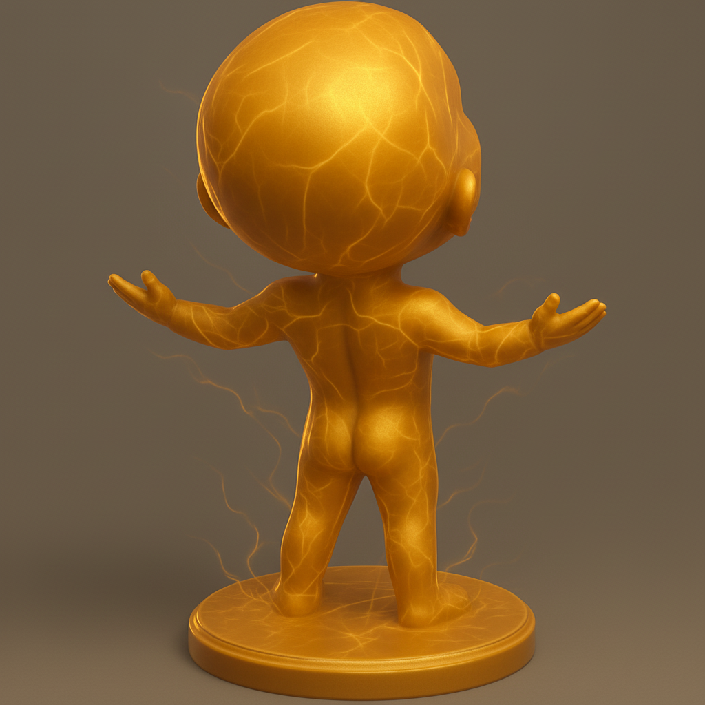 silhouette 3d printer maker-3d portrait printing_Golden Radiant Joy Statue: Embrace Positive Energy!