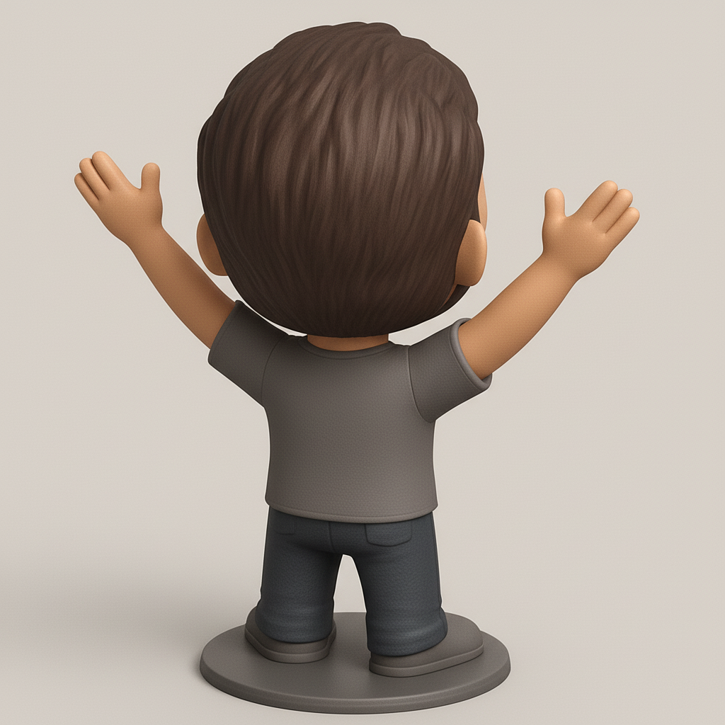 face to 3d model ai-3D portrait printing from photo_Joyful Enthusiast Figurine - Happy Desk Buddy!