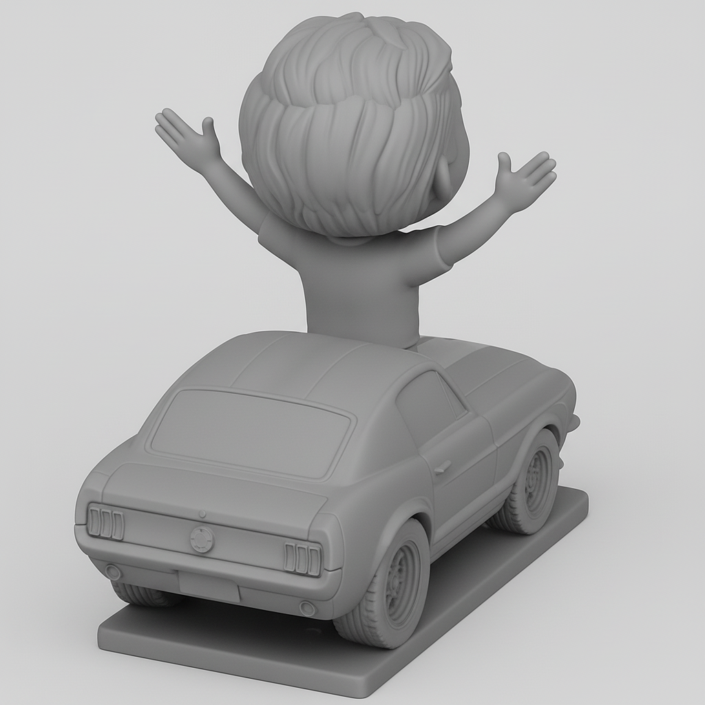 face anatomy 3d model-create 3d face model from photo_Vintage Mustang Joyride: Happy Driver Figurine