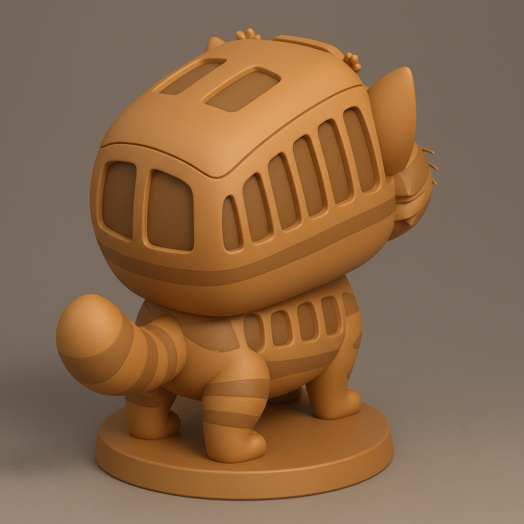 silhouette 3d printer maker-3d portrait printing_Charming Cat Bus Figurine