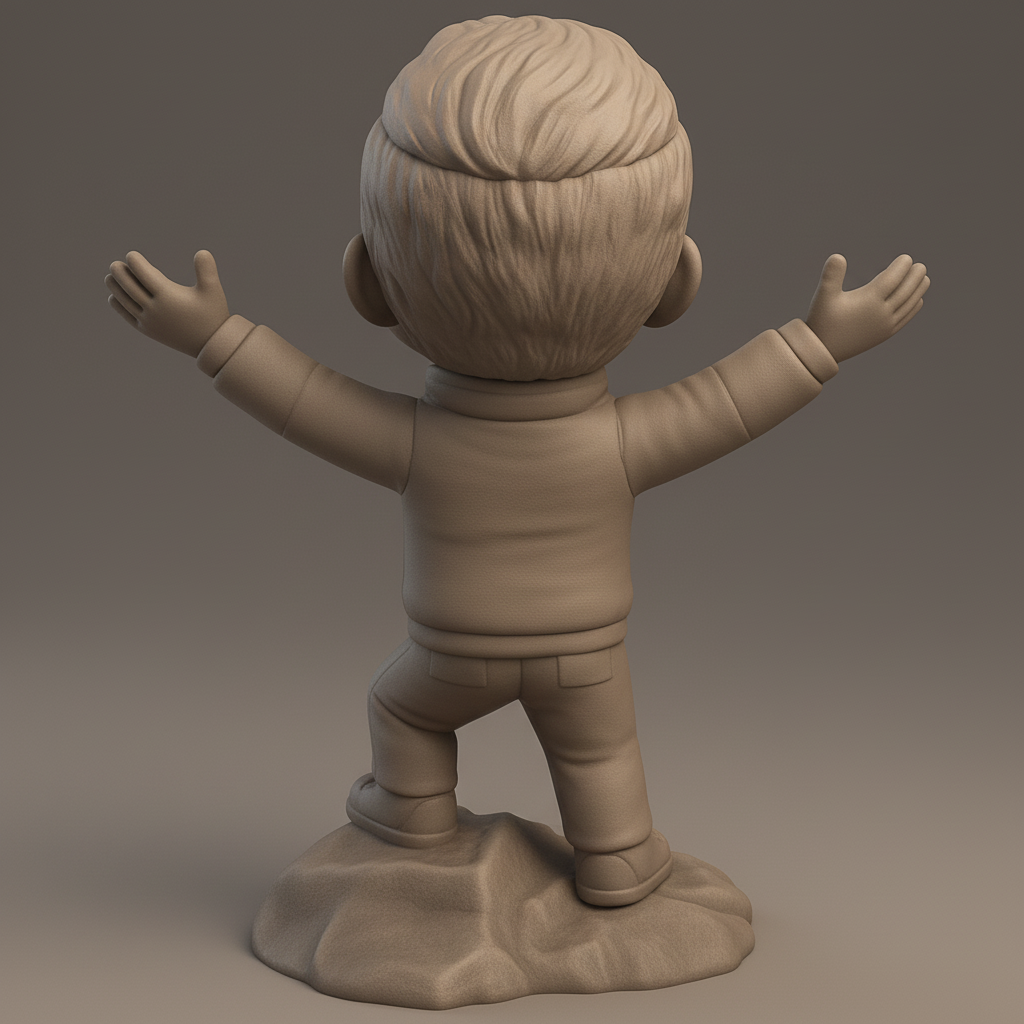 face anatomy 3d model-create 3d face model from photo_Uplifting Bobblehead: Triumph & Joy Statue