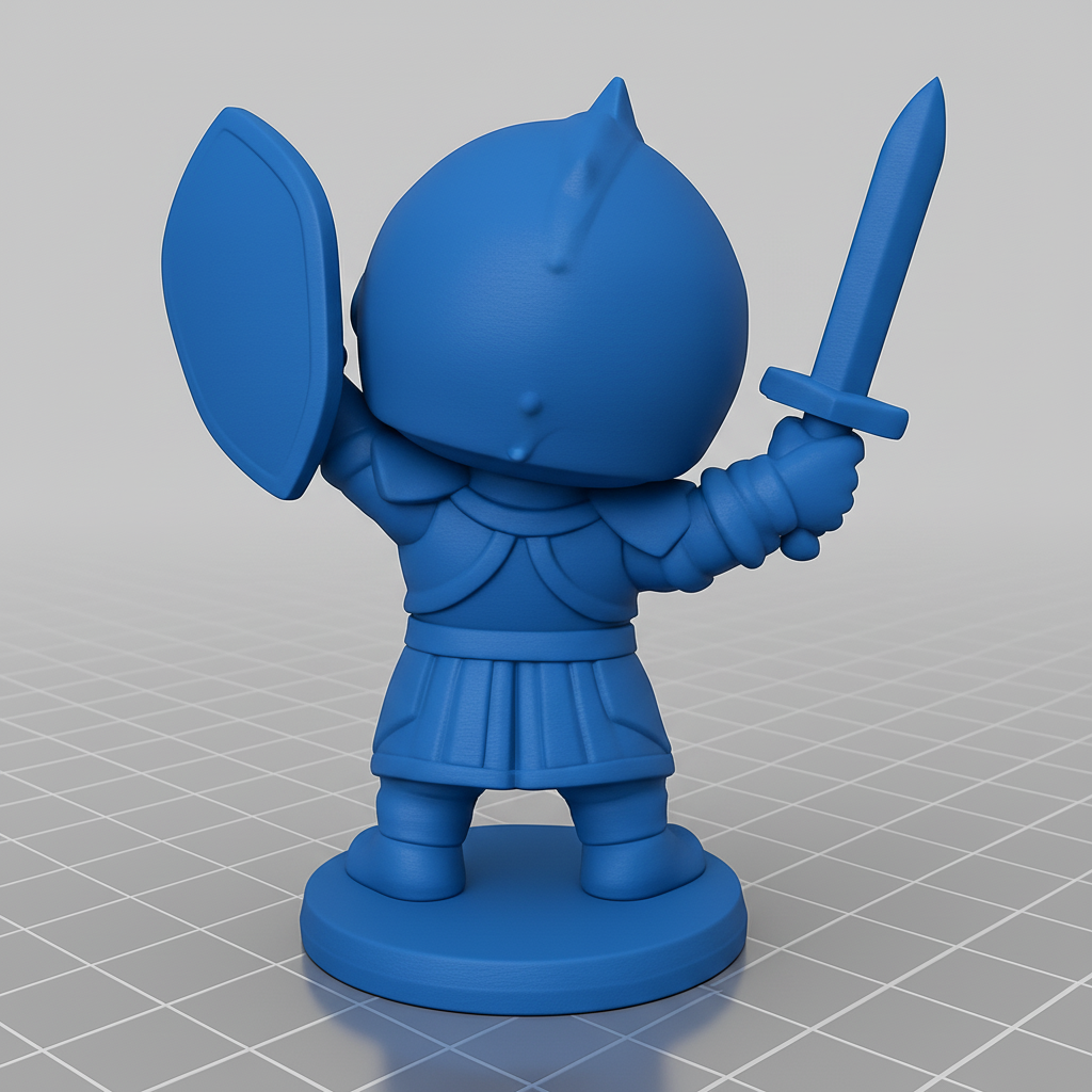 face anatomy 3d model-create 3d face model from photo_Joyful Chibi Knight Figure - Ready for Adventure!