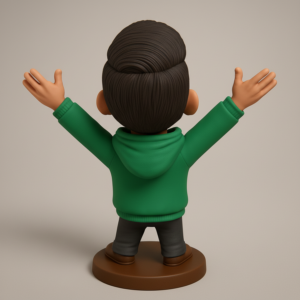 face anatomy 3d model-create 3d face model from photo_Joyful Bearded Man Figurine - Elated Celebration Pose