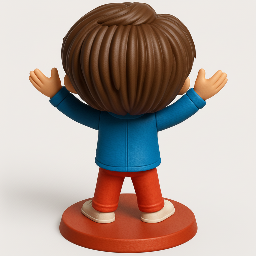 face to 3d model ai-3D portrait printing from photo_Happy Boy Figurine: Your Joyful Desk Companion