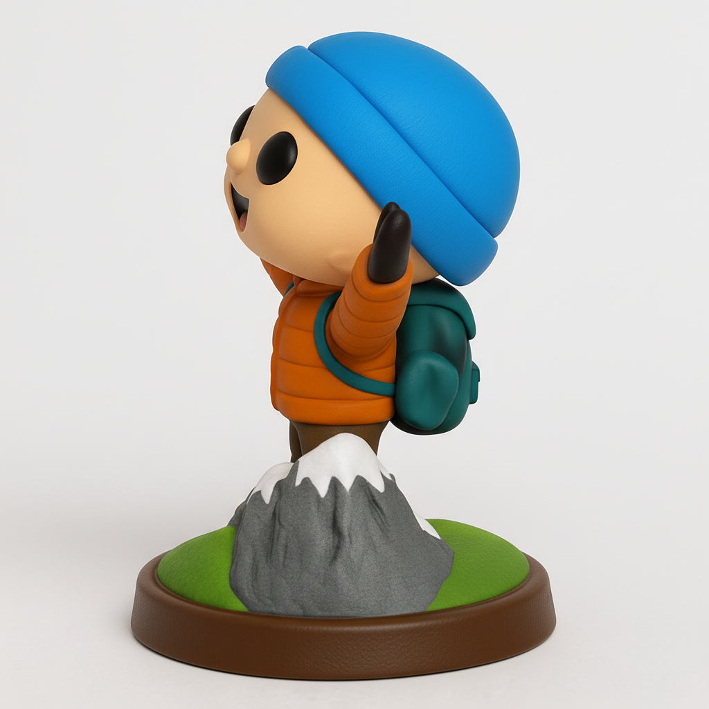 face anatomy 3d model-create 3d face model from photo_Joyful Hiker Figurine: Celebrate Your Next Adventure!