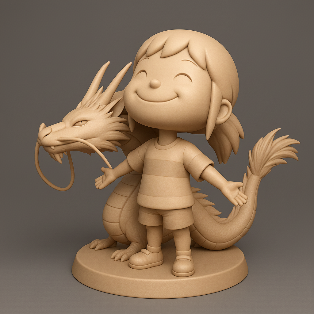 silhouette 3d printer maker-3d portrait printing_Charming Dragon Buddy Figurine