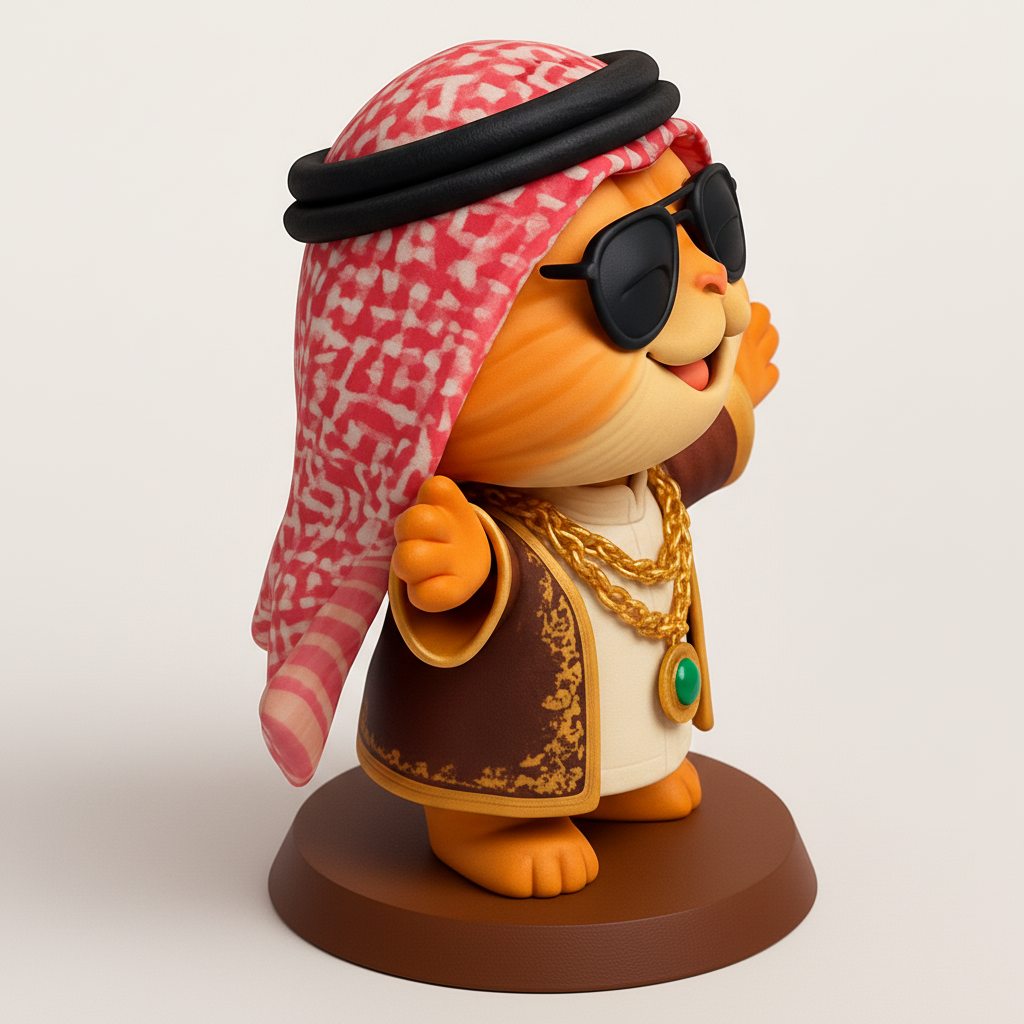 face to 3d model ai-3D portrait printing from photo_Chic Arabic Cat Collectible Statue