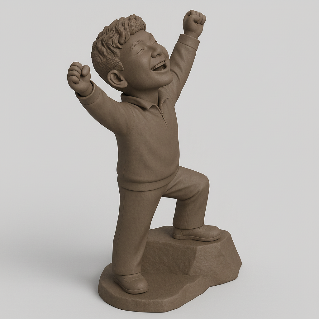 face anatomy 3d model-create 3d face model from photo_Joyful Victory Kid Statue