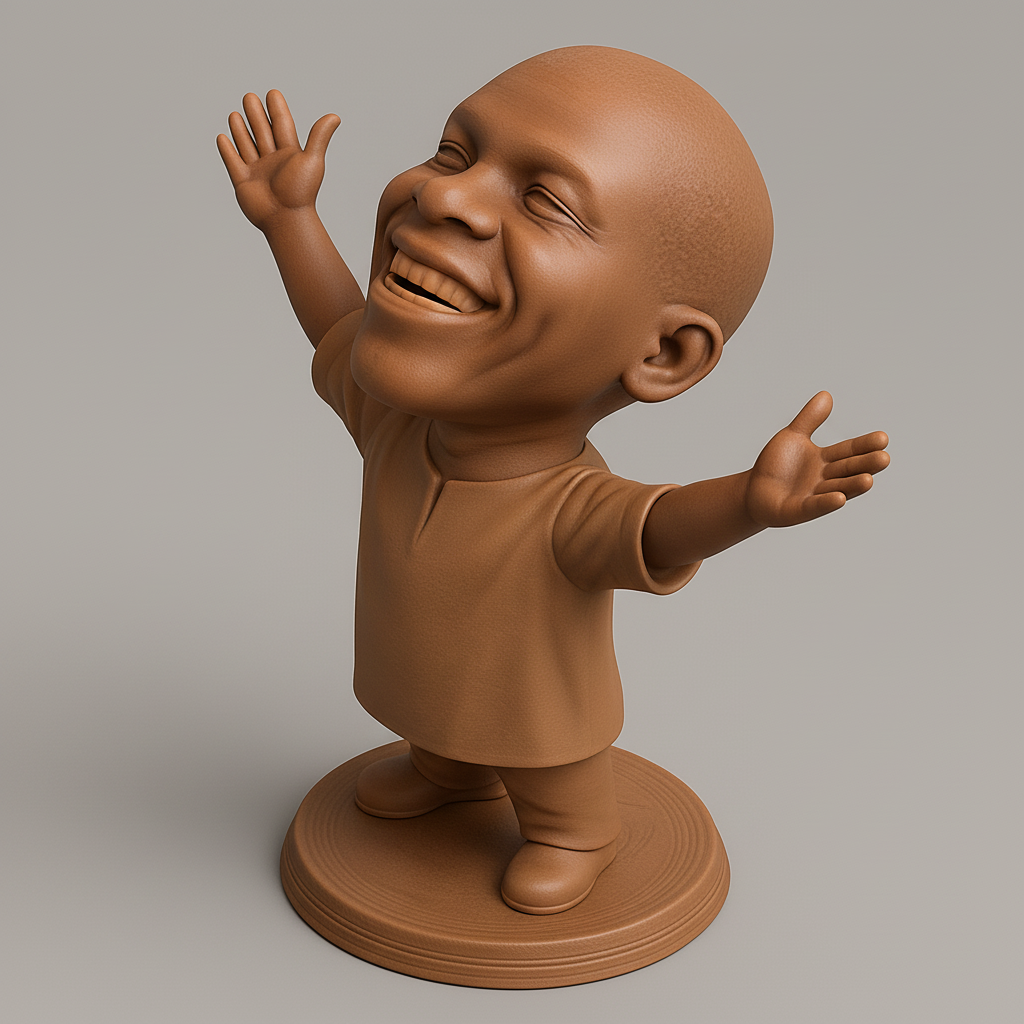 silhouette 3d printer maker-3d portrait printing_Uplifting Happy Man Figurine: Celebrate Life!