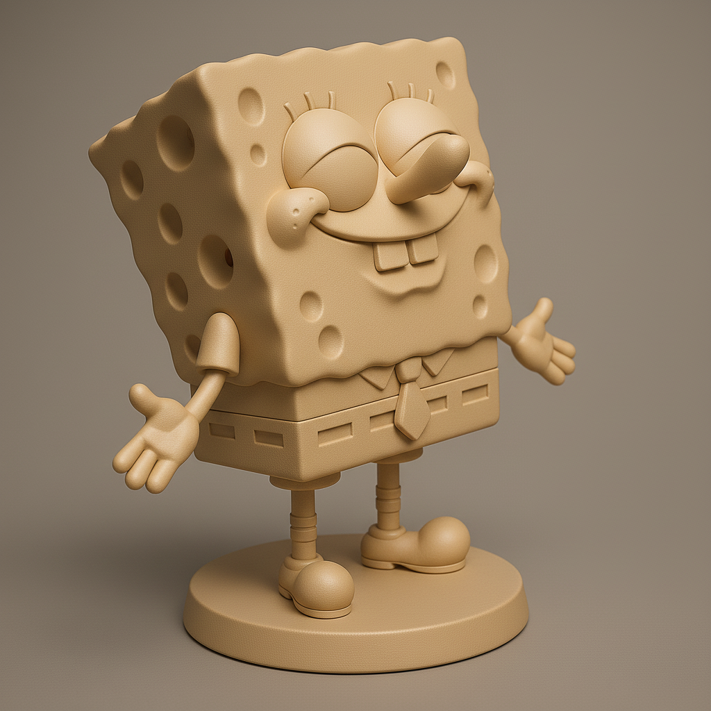 silhouette 3d printer maker-3d portrait printing_Cheerful SpongeBob SquarePants Figurine