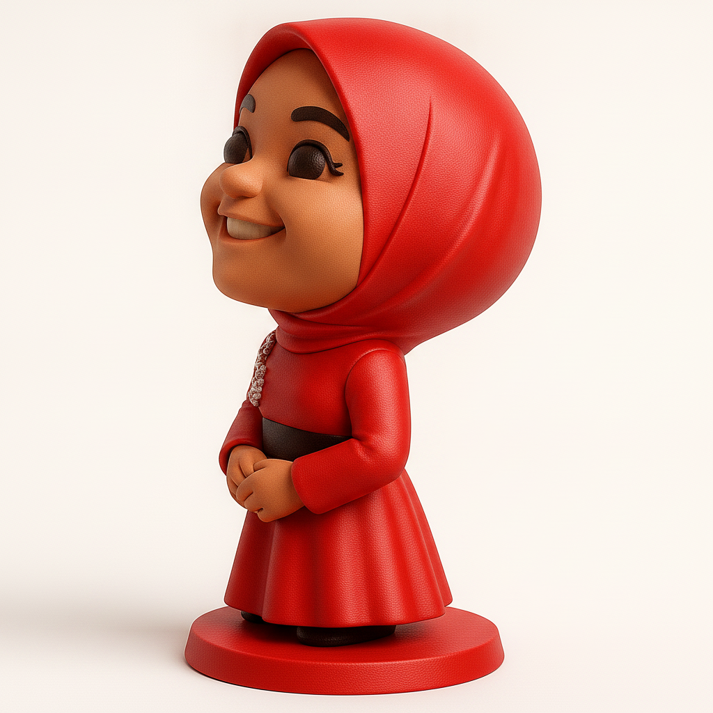 face to 3d model ai-3D portrait printing from photo_Smiling Hijabi Figure - Cheerful Desk Companion