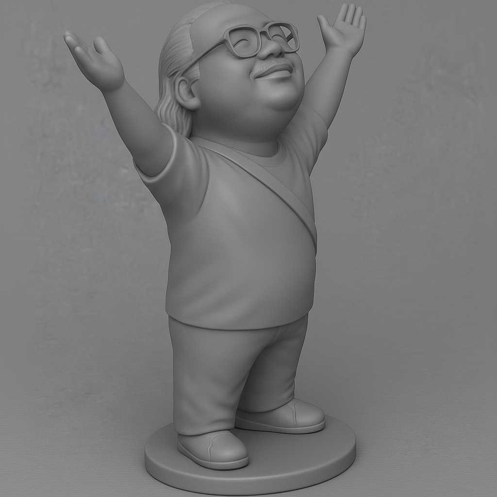 silhouette 3d printer maker-3d portrait printing_Joyful Character with Arms Raised