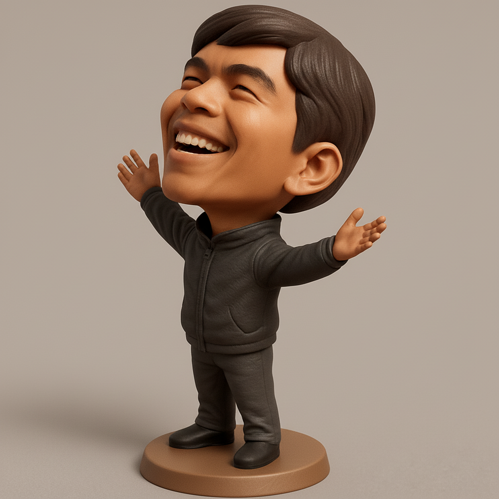 silhouette 3d printer maker-3d portrait printing_Joyful Bobblehead Figurine - Spread Happiness!