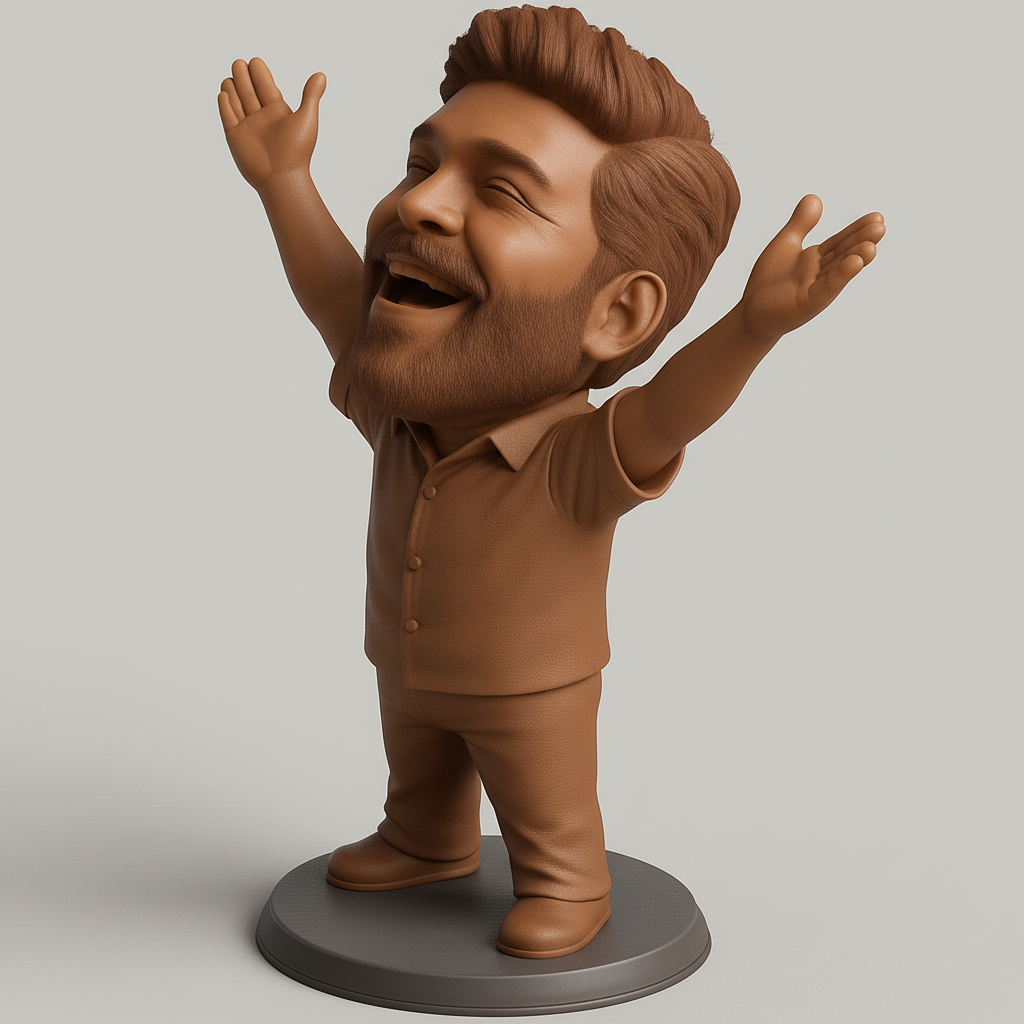 silhouette 3d printer maker-3d portrait printing_Joyful Man Figurine: Celebrate Success & Happiness
