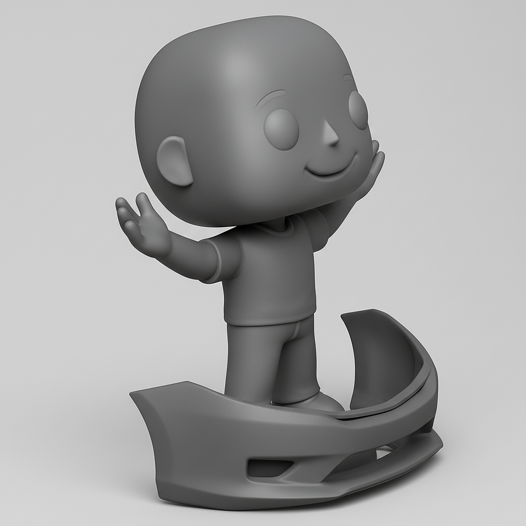 face to 3d model ai-3D portrait printing from photo_Custom Funko-Style Figure with Car Bumper Display