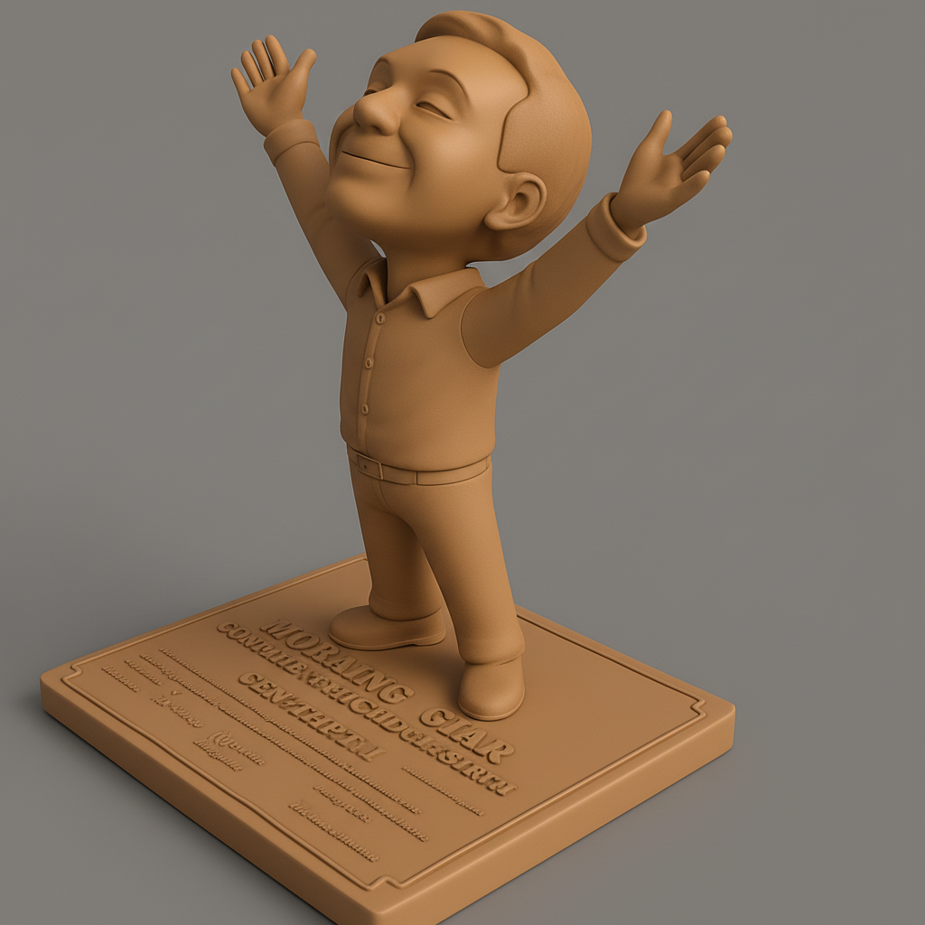 face to 3d model ai-3D portrait printing from photo_Joyful Triumph Figurine: Celebrate Success & Happiness!