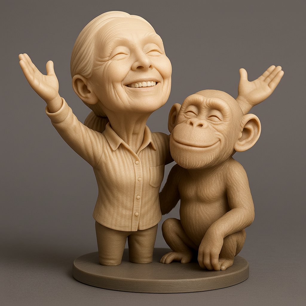 face anatomy 3d model-create 3d face model from photo_Joyful Duo: Human & Monkey Figurine