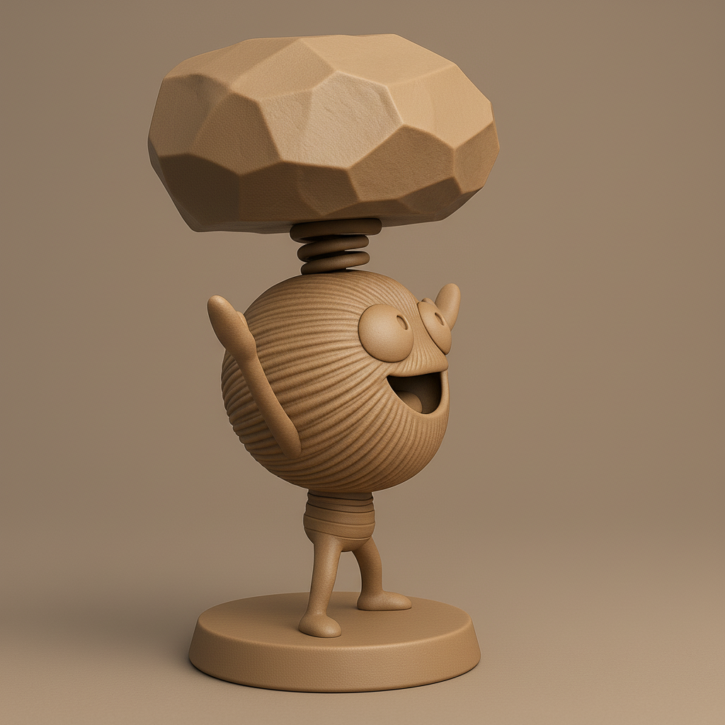 silhouette 3d printer maker-3d portrait printing_Cheerful Character with Rocky Hat