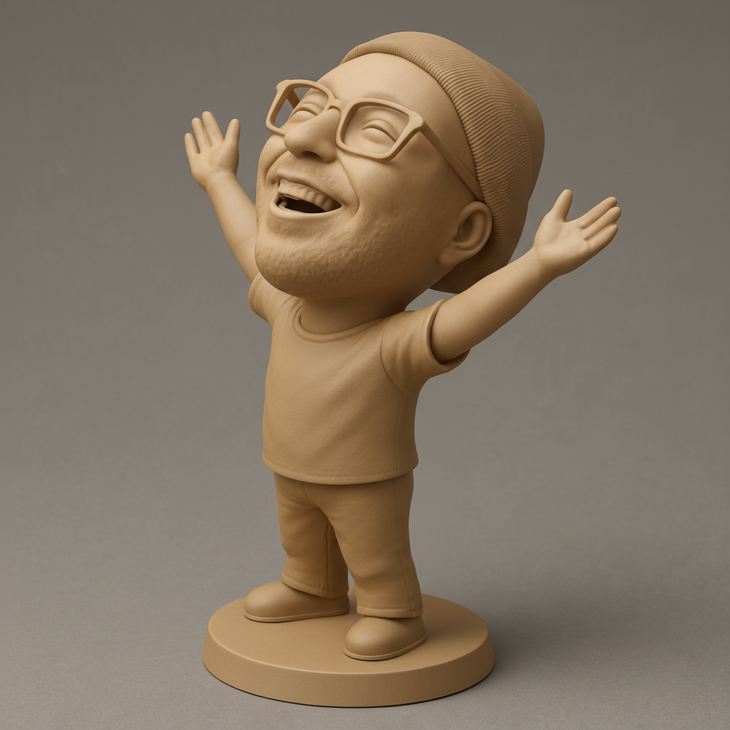 silhouette 3d printer maker-3d portrait printing_Joyful Character with Open Arms
