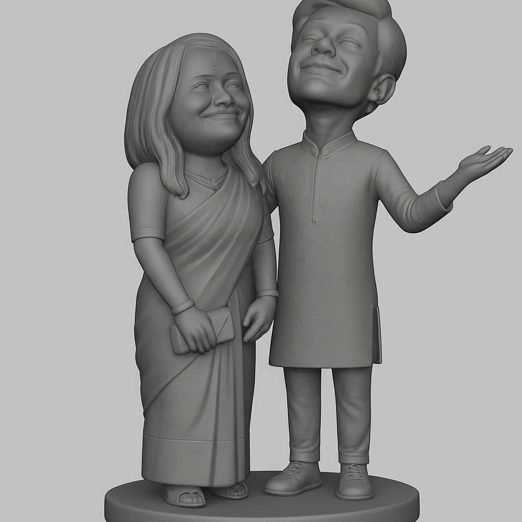 face anatomy 3d model-create 3d face model from photo_Charming Couple Figurine for 3D Printing