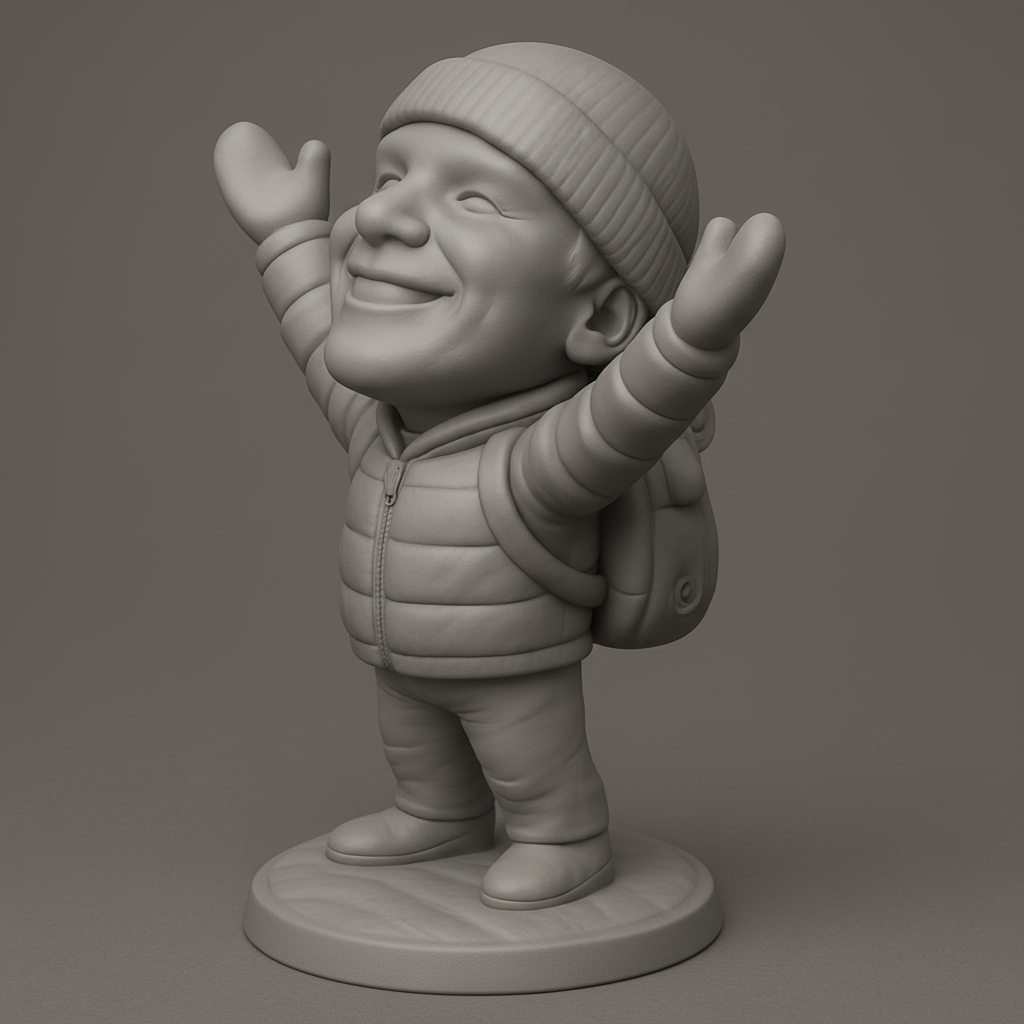 face to 3d model ai-3D portrait printing from photo_Smiling Adventure Figurine: Embrace the Joy!