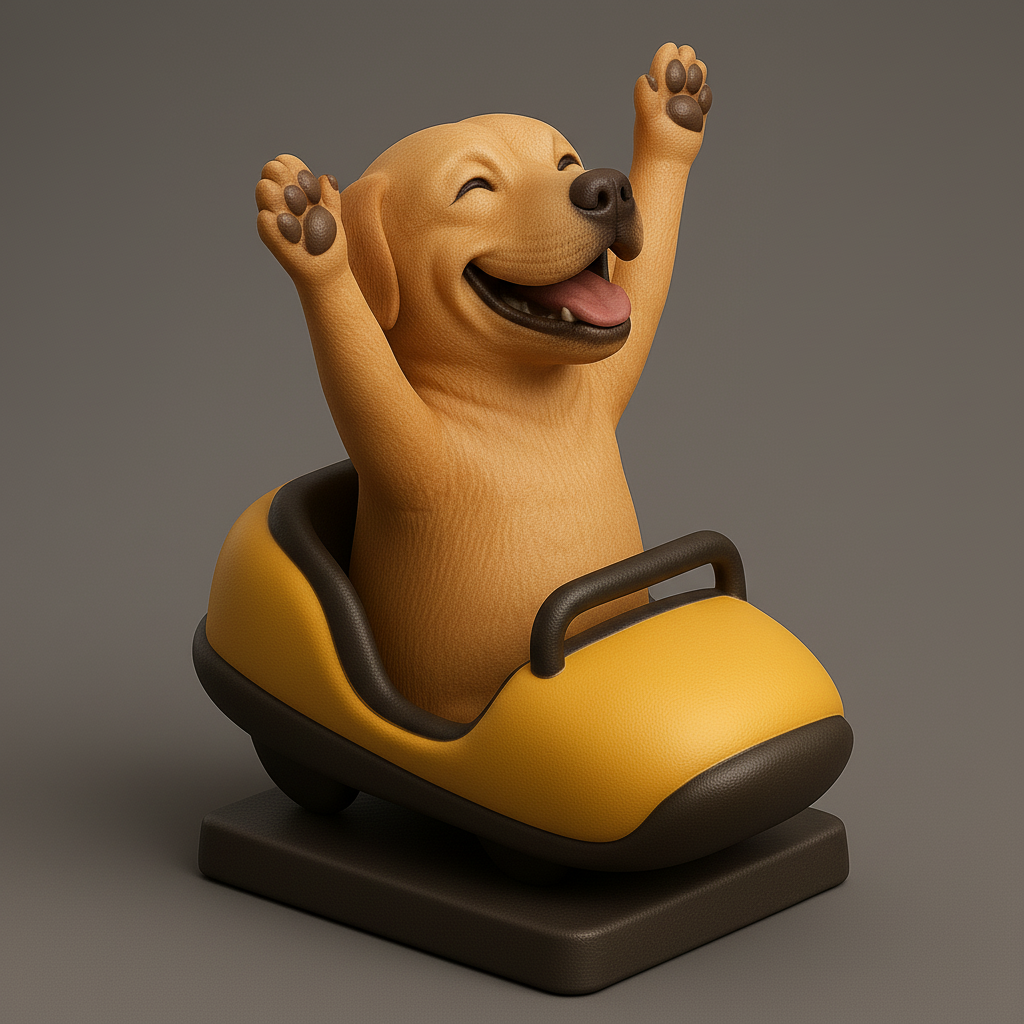 silhouette 3d printer maker-3d portrait printing_Joyful Dog in Roller Coaster Ride