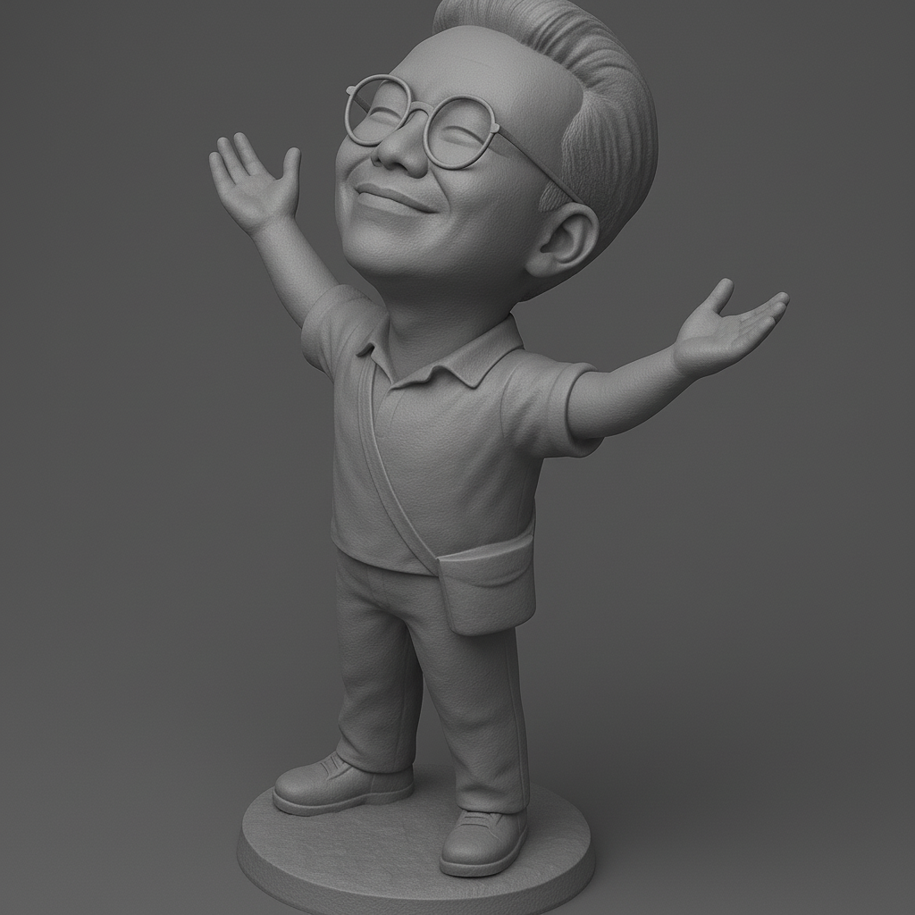 face anatomy 3d model-create 3d face model from photo_Cheerful Character Statue for 3D Printing