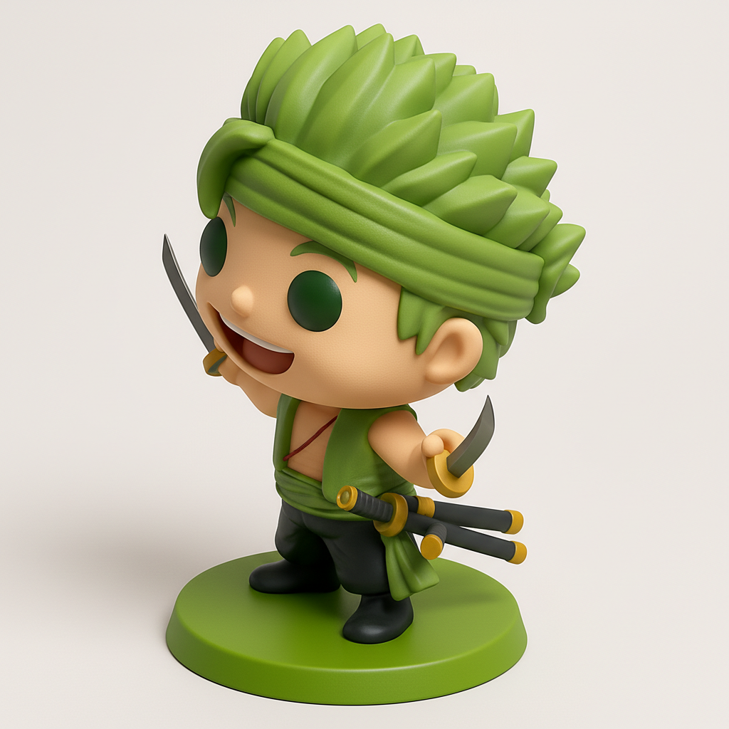 face anatomy 3d model-create 3d face model from photo_Dynamic Zoro Chibi Figurine - Master Swordsman