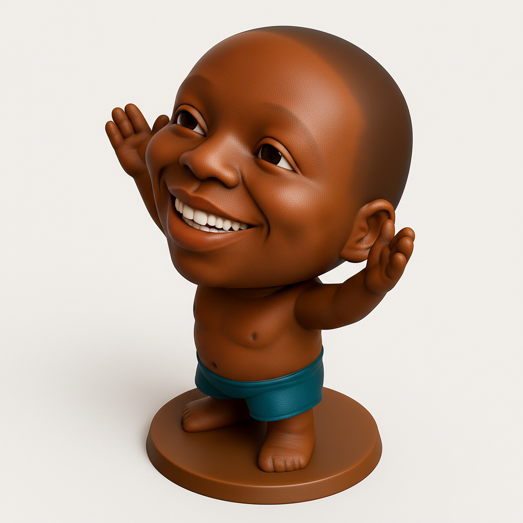 face anatomy 3d model-create 3d face model from photo_Smiling Baby Bobblehead: Instant Joy & Good Vibes!