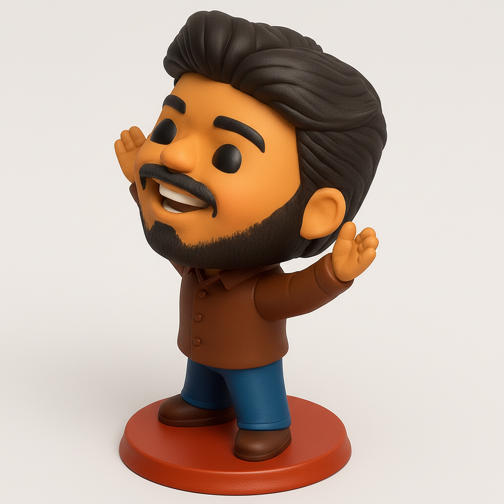 face to 3d model ai-3D portrait printing from photo_Bring Joy to Your Desk: Happy Character Figurine