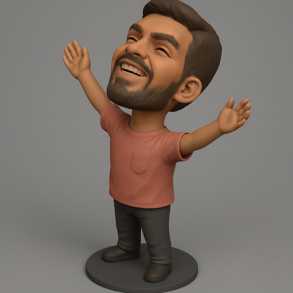 silhouette 3d printer maker-3d portrait printing_Embrace Happiness: Joyful Bobblehead Figurine