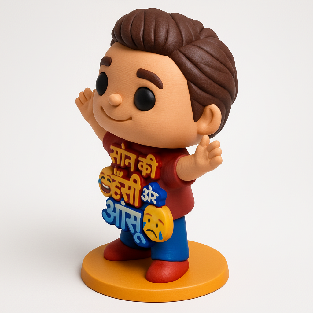 face to 3d model ai-3D portrait printing from photo_Emotional Laughter & Tears Hindi Figurine Desk Art