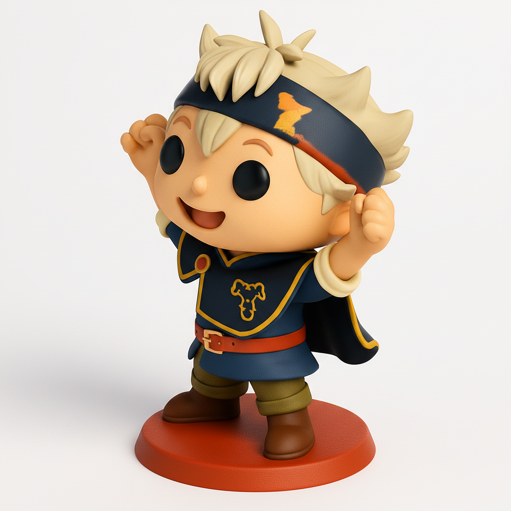 face to 3d model ai-3D portrait printing from photo_Asta's Heroic Cheer - Black Clover Chibi Figurine