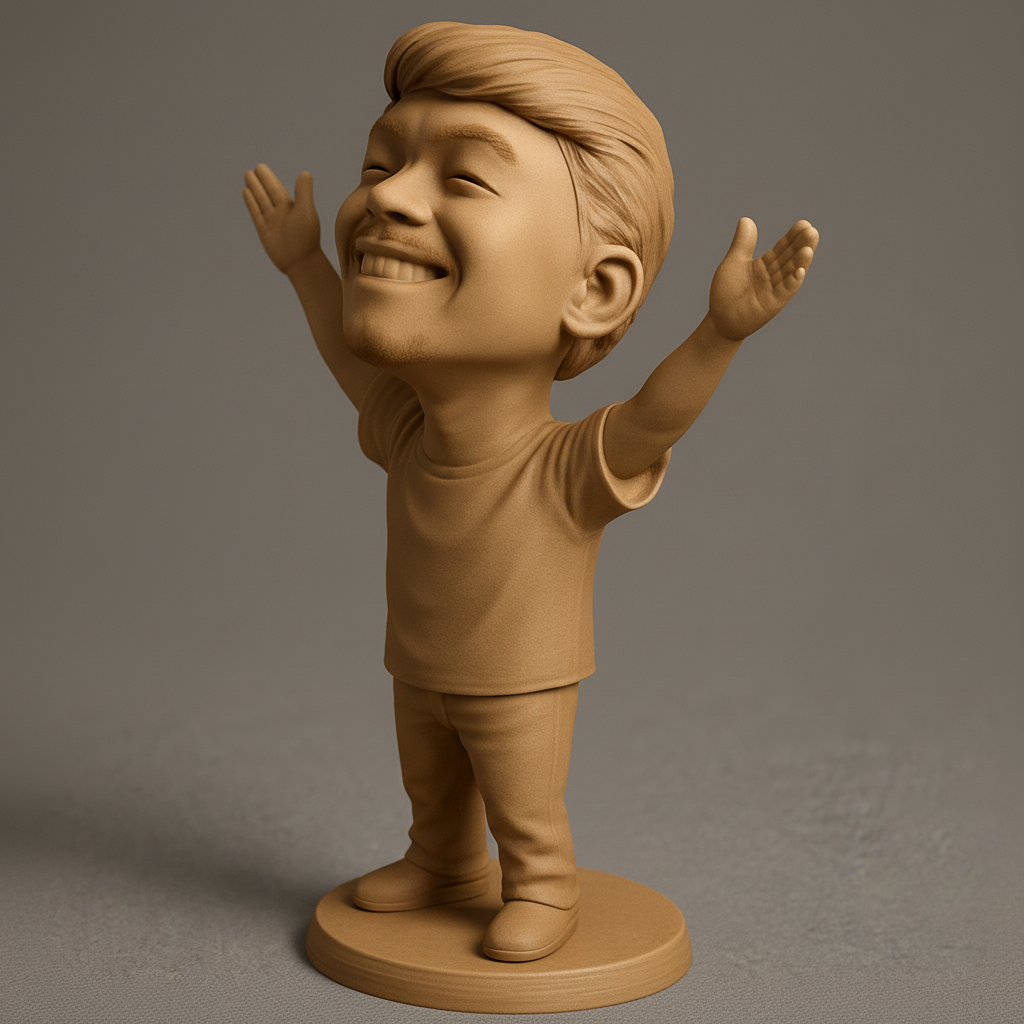 face anatomy 3d model-create 3d face model from photo_Joyful Celebration Man Figurine 3D Print
