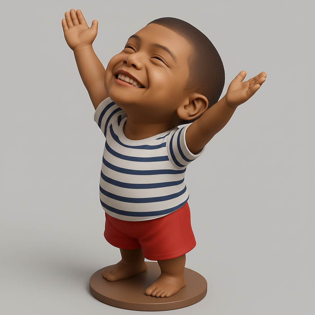 face to 3d model ai-3D portrait printing from photo_Joyful Child Figurine: Celebrate Pure Happiness!