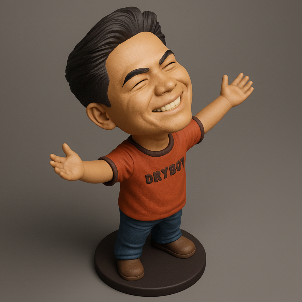 face anatomy 3d model-create 3d face model from photo_Cheerful Drybot Figurine for 3D Printing