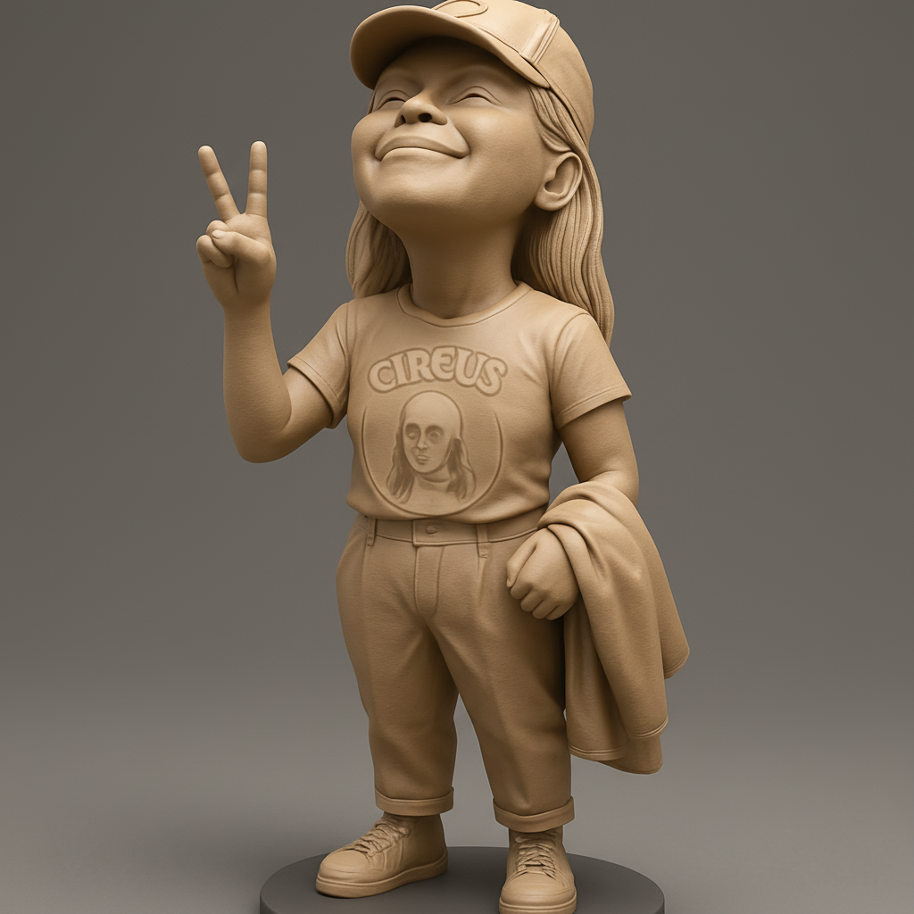 face anatomy 3d model-create 3d face model from photo_Optimistic Peace Sign Girl: Print Your Joyful Statue!