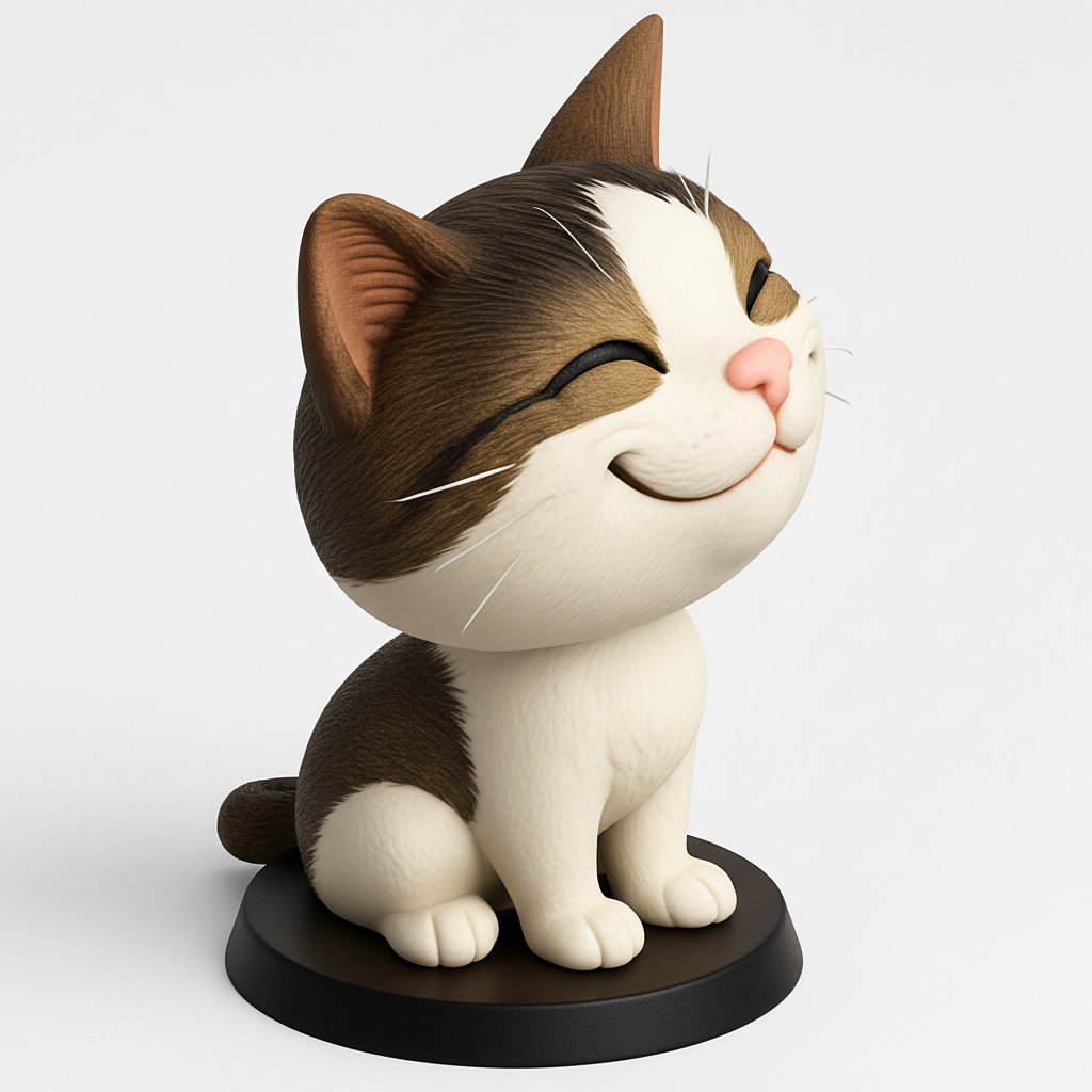 face to 3d model ai-3D portrait printing from photo_Spread Joy with This Cute Smiling Cat Figurine!