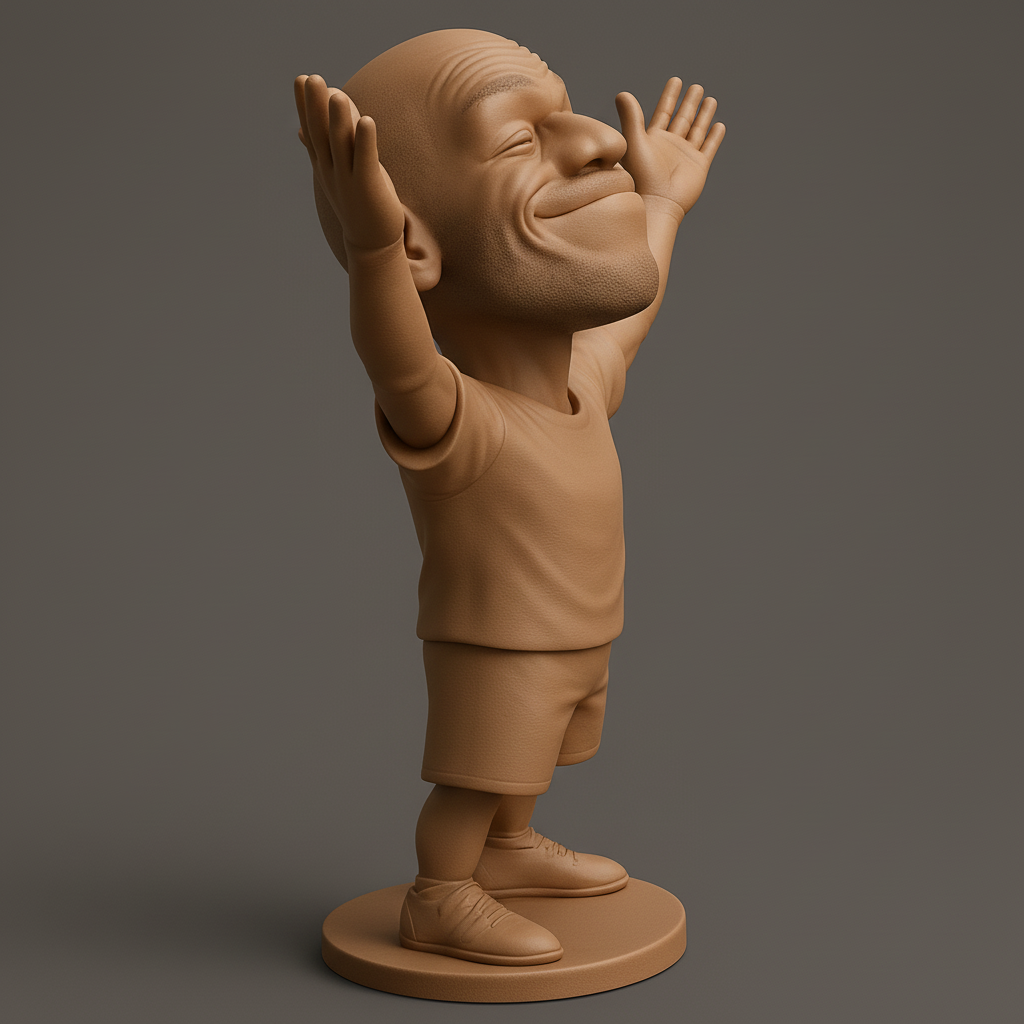 face to 3d model ai-3D portrait printing from photo_Happy Guy Figurine - Uplifting Desk Buddy