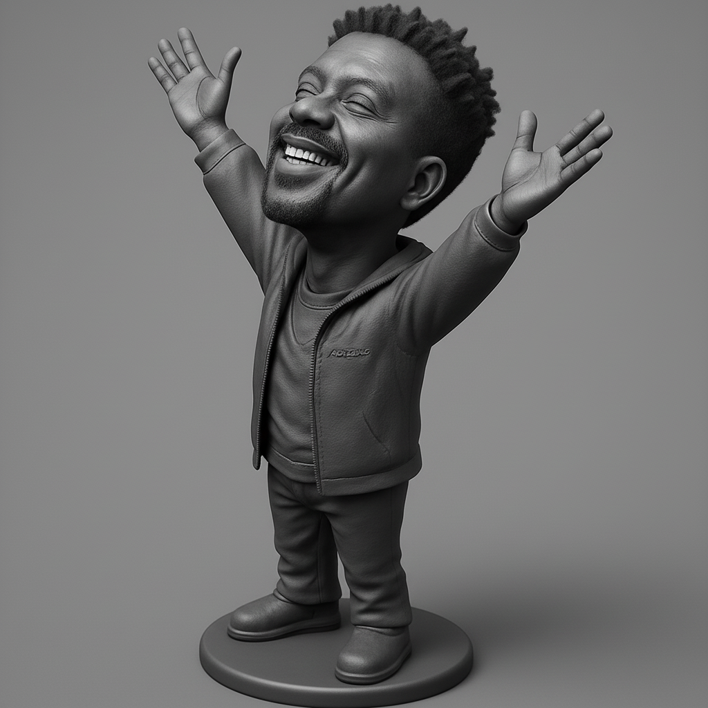 silhouette 3d printer maker-3d portrait printing_Joyful Celebration Man: Expressive Caricature Bobble